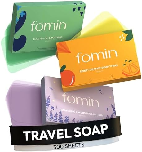 FOMIN - Antibacterial Paper Soap Sheets for Hand Washing - (100 Sheets) Lavender Portable Travel Soap Sheets, Dissolvable Camping Mini Soap, Portable Hand Soap Sheets FOMIN