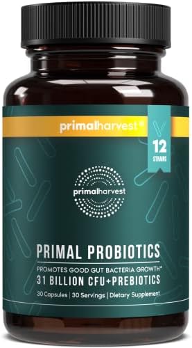 Primal Harvest PREbiotics and PRObiotics for Women & Men, 30 Oral Capsules (Капсулы) for Gut Health, 12 Dynamic Strains Primal Harvest