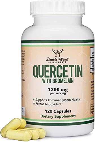 Quercetin with Bromelain - 120 Count (1,200mg Servings (Порции)) Immune Health Capsules (Капсулы) - Supports Healthy Immune Functions in Men and Women (Vegan Safe, Third Party Tested, Gluten Free) by Double Wood Double Wood Supplements