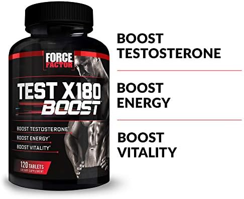 Force Factor Test X180 Boost, 2-Pack, Testosterone Booster and Energy Supplement for Men, Boost Energy, Increase Stamina, and Enhance Vitality, with D-Aspartic Acid and Fenugreek, 240 Tablets Force Factor