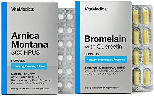 VitaMedica Arnica and Bromelain Blister Packs Bundle | for Post Surgery and Muscle Recovery | Bruise Relief | Plant Based Natural Formulas | 2 Product Bundle for Healing Support | 5 Day Supply VitaMedica