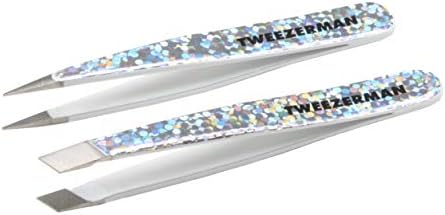 Tweezerman Majestic Turquoise Micro Mini Slant & Point Tweezer Set - Eyebrow Tweezers for Women and Men Tweezerman