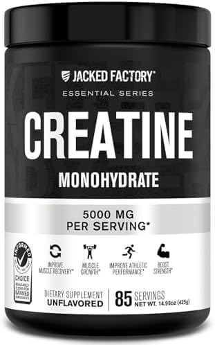 Jacked Factory Creatine Monohydrate Powder (Порошок) 150g - Creatine Supplement for Muscle Growth, Increased Strength, Enhanced Energy Output and Improved Athletic Performance 30 Servings (Порции), Unflavored (Без вкуса) Jacked Factory