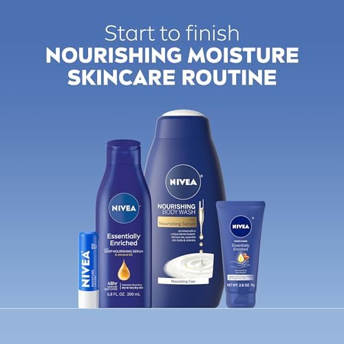 NIVEA Nourishing Moisture Collection Skin Care Set, Nourishing Care Body Wash, 20 Fl Oz + Body Lotion, 13.5 Fl Oz + Hand Cream, 2.6 Oz + Moisture Lip Care Balm, 0.17 Oz, Holiday Gifts for Women Nivea