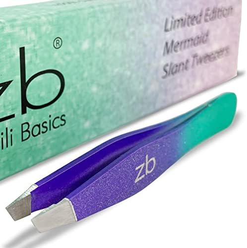 Tweezers - Limited Edition Mermaid Slant Tip - Best Tweezer for Eyebrow, Facial Hair Removal and your Precision Needs Zizzili Basics