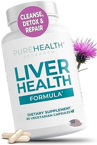 Liver Health – Liver Cleanse Detox & Repair with Artichoke Extract, Milk Thistle, Dandelion Root, Turmeric, Berberine to Healthy Liver Renew with 11 Natural Nutrients, 30 Days Supply PUREHEALTH RESEARCH