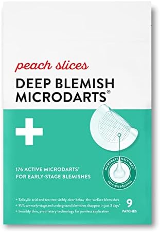 Peach Slices | Deep Blemish Microdarts | Acne Patch | Early Stage & Deep Pimples | Fast-Acting | Salicylic Acid | Tea Tree Oil | Niacinamide | Cica | Hyaluronic Acid | Spot Treatment | 9 Patches Peach Slices