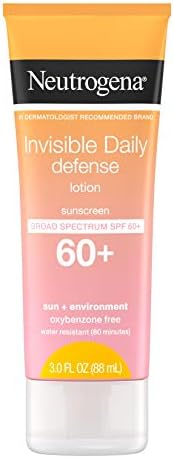 Neutrogena Invisible Daily Defense Face Sunscreen + Hydrating Serum with Broad Spectrum SPF 60 & Antioxidants to Help Skin Glow, Oil-Free, Fragrance Free, 1.7 fl. oz Neutrogena