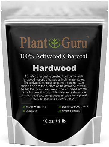 Plant Guru Activated Charcoal Powder 1 lb. HARDWOOD - Food Grade Kosher Non-GMO - Teeth Whitening, Facial Mask and Soap Making. Promotes Natural Detoxification and Helps Digestion Plant Guru