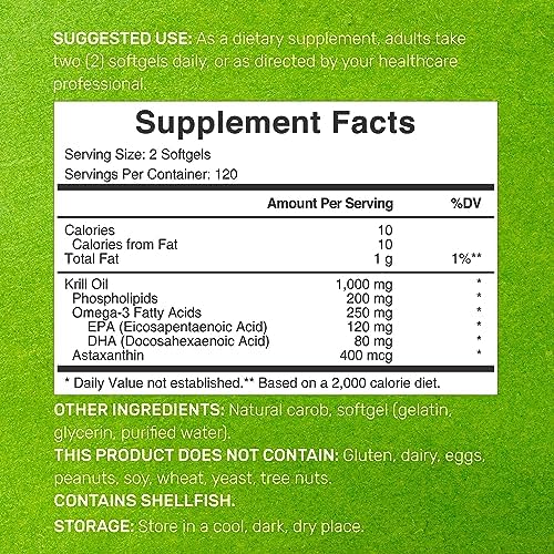 Antarctic Krill Oil, 1,000mg Per Serving, 240* Softgels – Mercury Free, No Fishy Taste DEAL SUPPLEMENT