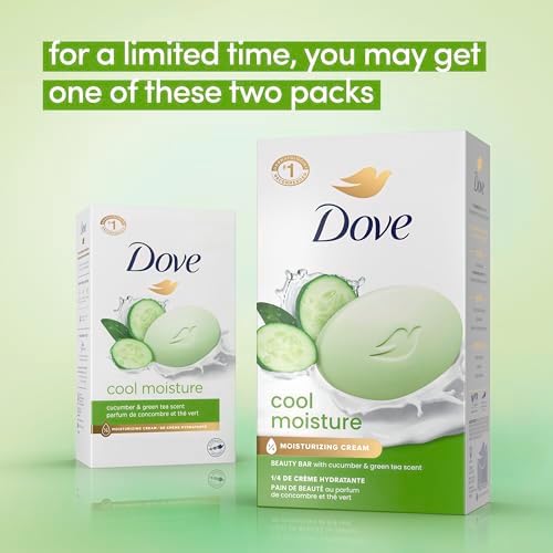 Dove Skin Care Beauty Bar For Softer Skin Cucumber and Green Tea More Moisturizing Than Bar Soap 3.75 oz, 14 Bars Dove