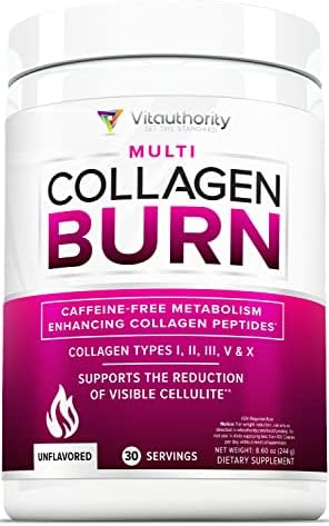 Vitauthority Collagen Peptides Powder (Порошок) Weight Loss | Collagen Supplements Hydrolyzed Beauty Complex | Multi Collagen for Women, Hair Skin Nails | Fat Burning Support | Chocolate Flavored 25 Servings (Порции) Vitauthority