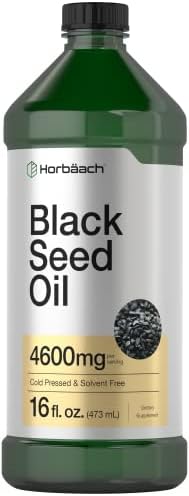 Horbäach Black Seed Oil Liquid 16oz | 4600mg | Cold Pressed Nigella Sativa Supplement | Vegetarian, Non-GMO, Gluten Free, and Solvent Free Formula Horbäach