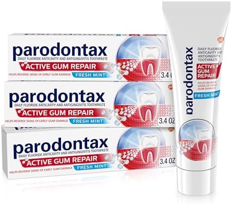 Parodontax Active Gum Repair Toothpaste, Toothpaste To Help Reverse Signs Of Early Disease For Health, Fresh Mint Flavored - 3.4 Oz x 3 Parodontax