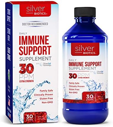 Silver Biotics 30 PPM Extra Strength Daily Immune Support Supplement with Silversol Technology | The Perfect Daily Defense Boost for Your Immune System | 16 Fl Oz American Biotech Labs