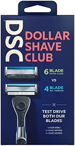 Dollar Shave Club Men's Razor Mixed Starter Shaving Kit Includes 1 Handle, 4-Blade Cartridge, and 6-Blade Cartridge 3 Count For a Comfortable and Smooth Shave Shaving Kit for Men Dollar Shave Club