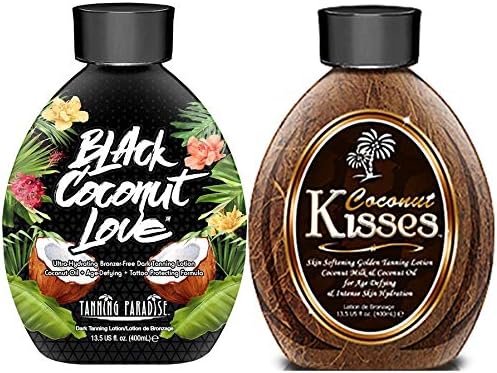 Ed Hardy Coconut Kisses Golden Tanning Lotion, 13.5 oz | BEST SELLERS | Tanning Paradise Black Coconut Love Tanning Lotion | Coconut Oil | Age-Defying | Tattoo Protecting Formula | Ultra Hydrating Ed Hardy