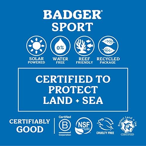 Badger Reef Safe Sunscreen, SPF 40 Sport Mineral Sunscreen, 98% Organic Sunscreen Ingredients, Broad Spectrum, Water Resistant, Zinc Oxide Sunscreen, Unscented, 2.9 fl oz Badger