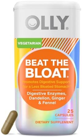 OLLY Beat The Bloat Capsules (Капсулы), Digestive Support Enzymes, Supplement for Women - 25 Count OLLY