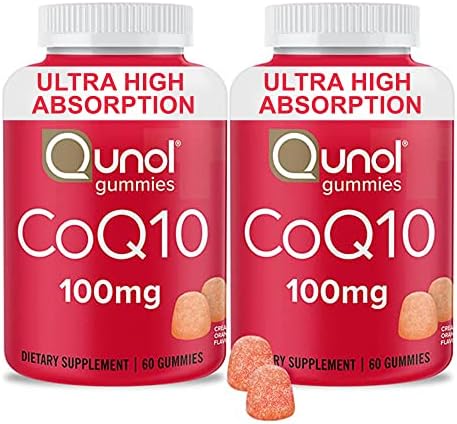 Qunol CoQ10 Gummies (Жевательные конфеты), CoQ10 100mg, Delicious Gummy Supplements, Helps Support Heart Health, Vegan, Gluten Free, Ultra High Absorption, 2 Month Supply (60 Count, Pack of 2) Qunol