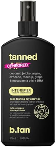 b.tan Intensifier Deep Dry Spray Tanning Oil | Get a Faster, Darker Sun Tan From Tan Accelerating Actives, Packed with Ultra Moisturizing Oils to Keep Skin Hydrated, Vegan, 8 Fl Oz, 3 Pack B.Tan