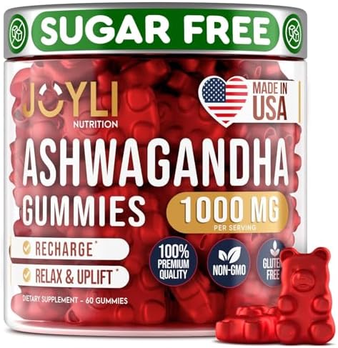 Ashwagandha Gummies (Жевательные конфеты) for Women & Men - Natural Calm Gummies with Ashwagandha Root Extract Vitamin C Zinc - Ashwagandha Herbal Supplement for Sleep Stress Balance - 60 Vegan Sugar Free Chews JOYLI Nutrition