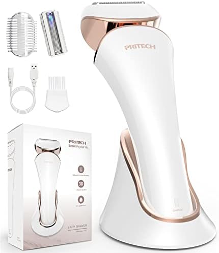 PRITECH Electric Shaver for Women - Cordless Ladies Shaver, Lady Razor for Legs, Arm, Underarms, Bikini, USB Rechargeable Razor Wet & Dry Waterproof Razor for Woman PRITECH