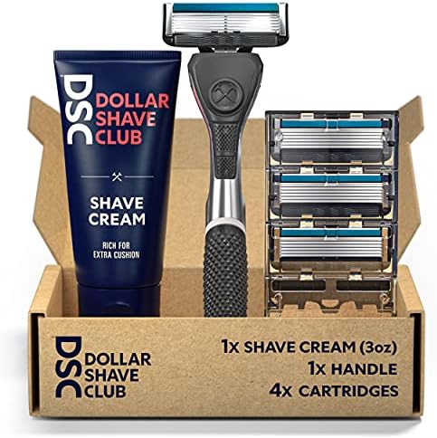 Dollar Shave Club | Shave Set with Shave Cream (Крем) | 4 Swift Rinse Refill Cartridges, 1 Handle, 1 Shave Cream 3 ounce Dollar Shave Club