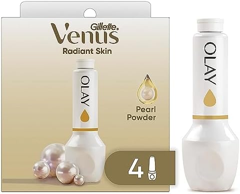 Gillette Venus Radiant Skin Pearl Powder Olay razor moisturizer refills, 4ct, White Gillette Venus