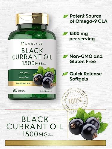 Carlyle Black Currant Oil Softgels | 1500mg | 200 Count | Non-GMO and Gluten Free Formula | Black Currant Seed Oil Carlyle