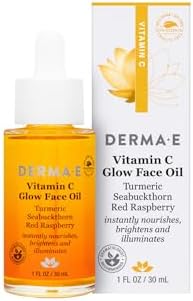 Derma E Vitamin C Glow Face Oil, Facial Oil Nourishes, Brightens and Illuminates for a Radiant Glow, Moisturizing Face Oil with Turmeric, Seabuckthorn and Red Raspberry, 1 Fl Oz Derma E