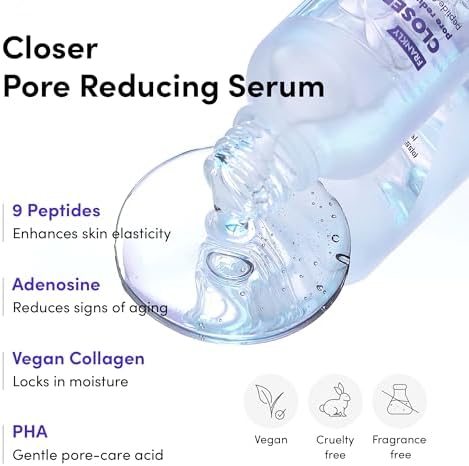 Frankly Closer Serum - Pore Minimizing, Anti-Aging, Elasticity, Hydration, Plump & Dewy Skin |9 Peptides, Vegan Collagen, PHA |Non-comedogenic & Derm Tested Korean Skincare |All skin types |1.01 fl.oz FRANKLY