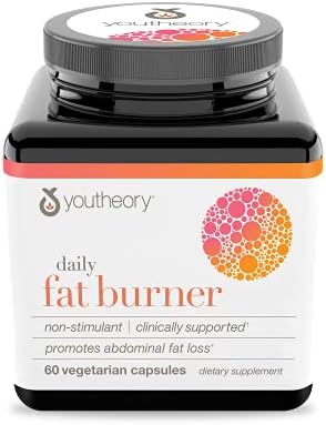 Youtheory Daily Fat Burner - Supports Body Composition & Metabolism - with Citrus Fruit Blend, Chromium & Cayenne Extract - Gluten, Soy & Dairy Free - 60 Vegetarian Capsules (Вегетарианские капсулы) Youtheory