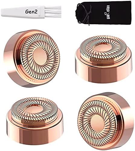 Replacement Heads for Finishing Touch Flawless Facial Hair Remover Device for Women, Replacement Blades for Flawless Replacement Heads Gen 2, 18k Gold with Gurelax Flannel Bag (4pcs) Gurelax