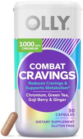 OLLY Combat Cravings, Metabolism & Energy Support Supplement,1000 mcg Chromium, Green Tea, Goji Berry, Ginger - 30 Count OLLY