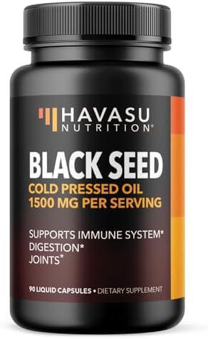 Organic Black Seed Oil Cold Pressed Liquid (Жидкость) - Black Seed Oil Organic Cold Pressed Liquid for Immune Support & Digestive Health - Hair Superfood - 8 Fl Oz Vegan, Non-GMO, Organic Black Cumin Seed Oil Havasu Nutrition