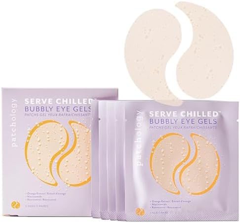 Patchology Serve Chilled Bubbly Eye Gels with Niacinamide, Hydrating Under Eye Patches with Niacinamide and Vitamin C, Under Eye Gel Pads with Gel Technology, Facial Skin Care Products - 5 Pairs Patchology