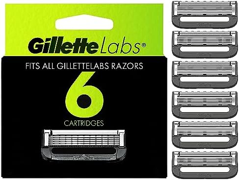 GilletteLabs Gillette Mens Razor Blade Refills , Compatible Only with GilletteLabs Razors with Exfoliating Bar and Heated Razor, 6 Razor Blade Cartridges Gillette