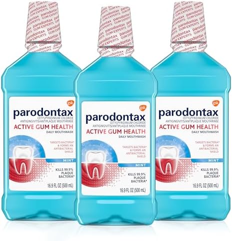 Parodontax Active Gum Health Mouthwash, Antiplaque and Antigingivitis Mouthwash, Mint, 3x16.9 Fl Oz Parodontax