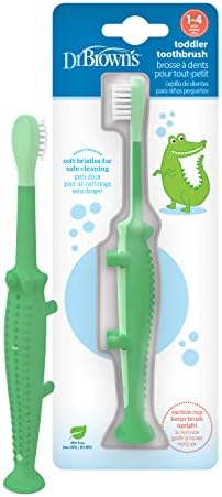 Dr. Brown's Toddler Toothbrush, Dinosaur, Green and Orange, 2-Pack Dr. Brown's