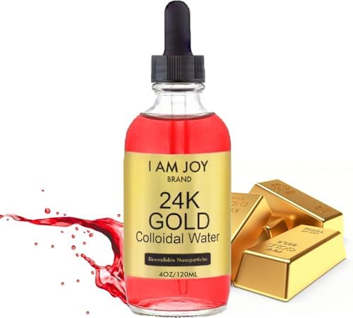 Liquid Colloidal Gold 24k 99.99% Pure 100ppm Ruby Red Water Based All Natural Electrolysis 4oz Glass Bottle I Am Joy co.