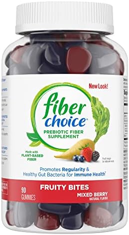 Fiber Choice 3g Fruity Bites Daily Prebiotic Fiber Supplement Gummies (Жевательные конфеты), Mixed Berry, 90 Count (2 per Serving (Порция)) Fiber Choice