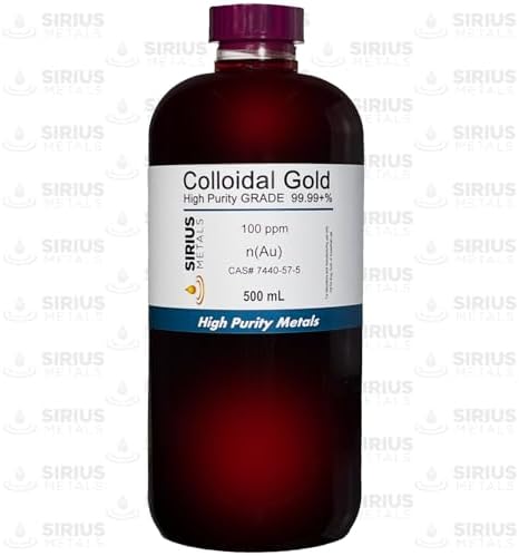 True Colloidal Gold – 100 ppm - 99.99+% Purity - 500 mL (16.9 Fl Oz) in Clear BPA-Free Plastic Bottle - Made in USA Sirius Metals