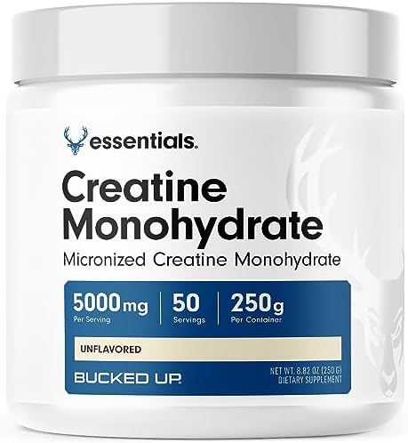 Bucked Up Creatine Monohydrate 250 Grams Micronized Powder (Порошок), Essentials (50 Servings (Порции)) Bucked Up