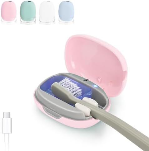 Toothbrush Holder, Toothbrush Cleaner Case, Portable USB Charging Toothbrush Cover with U V-C Light, Travel Toothbrush Holder ELMWAY