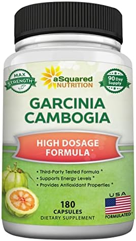 aSquared Nutrition Garcinia Cambogia 1600mg-180 Capsules (Капсулы)-Natural Pure Extract Pills for Brain Health- Standardized Ultra HCA & Garcinia Cambogia Supplement Alternative to Gummies (Жевательные конфеты), Drops (Капли), Tea & Powder (Порошок) ASquared Nutrition