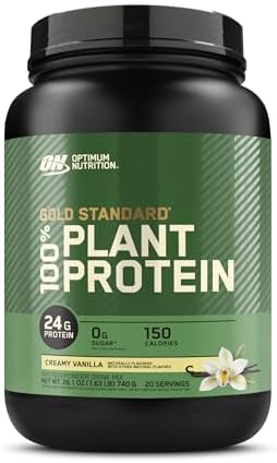 Optimum Nutrition Gold Standard 100% Plant Based Protein Powder (Порошок), Gluten Free, Vegan Protein for Muscle Support and Recovery with Amino Acids - Creamy Vanilla, 20 Servings (Порции) (Packaging May Vary) Optimum Nutrition