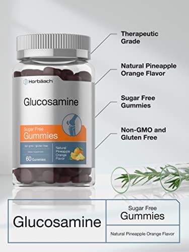 Horbäach Glucosamine Gummies | Sugar Free | 60 Count | Pineapple Orange Flavor | Non-GMO, Gluten Free Supplement Horbäach