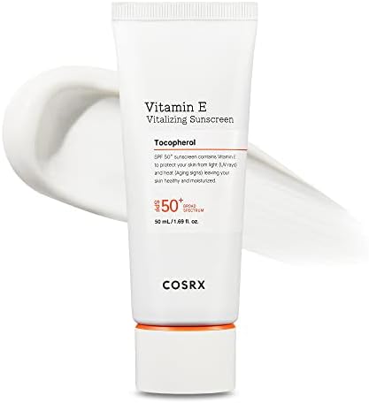 COSRX Daily SPF 50 Vitamin E Vitalizing Sunscreen for Face, UVA/UVB Protection, Lightweight, No White Cast for All Skin Tones, Semi Matte Finish, Sebum Balancing, Korean Skin Care Cosrx