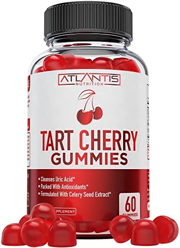 Tart Cherry Gummies (Жевательные конфеты) with Celery Seed Extract - Advanced Uric Acid Cleanse for Immediate Gout Relief. Powerful Antioxidant with Joint Support - 60 Gummies Atlantis Nutrition